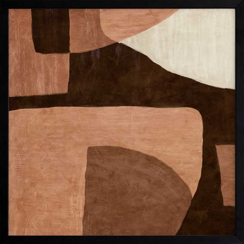 Minimalist wall art from the Tim Neve collection by Urban Road, showcasing large neutral blocks in soft beige and warm brown.