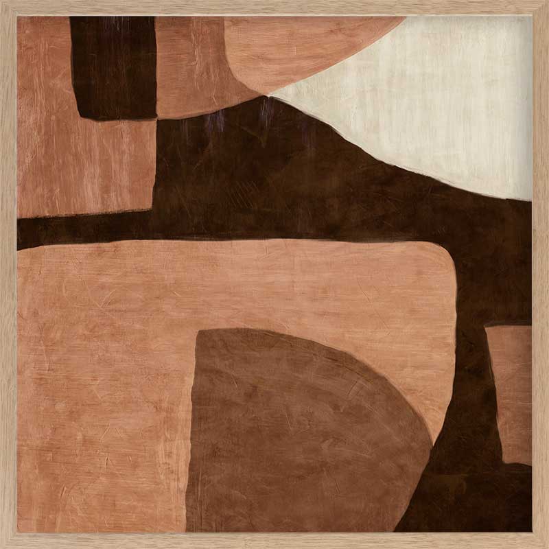 Minimalist wall art from the Tim Neve collection by Urban Road, showcasing large neutral blocks in soft beige and warm brown.