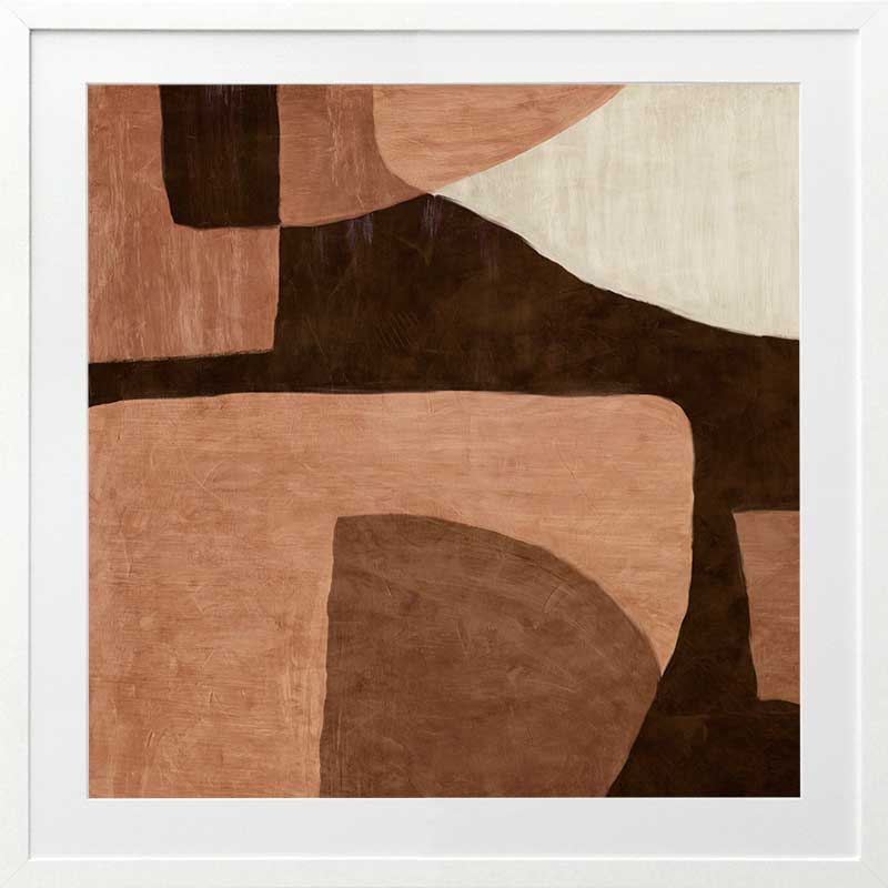 Minimalist wall art from the Tim Neve collection by Urban Road, showcasing large neutral blocks in soft beige and warm brown.