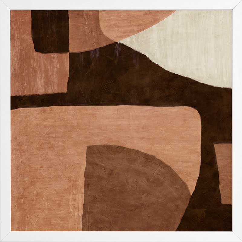 Minimalist wall art from the Tim Neve collection by Urban Road, showcasing large neutral blocks in soft beige and warm brown.