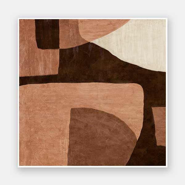 Minimalist wall art from the Tim Neve collection by Urban Road, showcasing large neutral blocks in soft beige and warm brown.