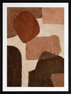 Abstract wall art from the Tim Neve collection by Urban Road, with bold rounded shapes in deep rust, brown, and cream on a neutral backdrop.