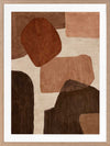 Abstract wall art from the Tim Neve collection by Urban Road, with bold rounded shapes in deep rust, brown, and cream on a neutral backdrop.