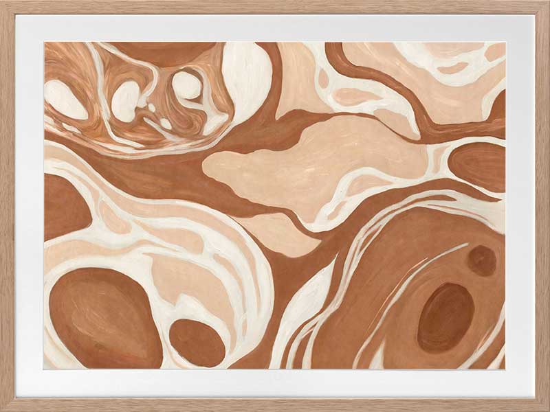 Wall art from the Tim Neve collection by Urban Road, featuring terracotta arcs and warm beige patterns for a geometric aesthetic.