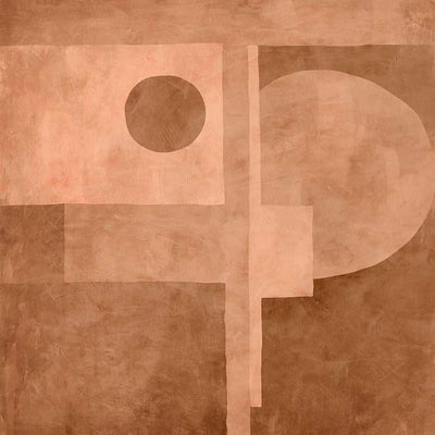 Abstract wall art from the Tim Neve collection by Urban Road, showcasing layered brown shapes with bold linear forms.