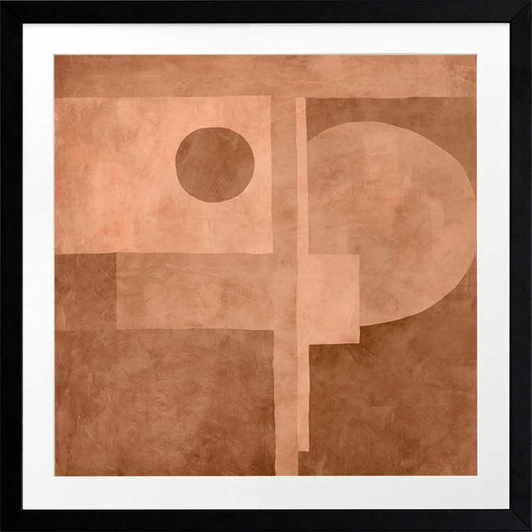 Abstract wall art from the Tim Neve collection by Urban Road, showcasing layered brown shapes with bold linear forms.