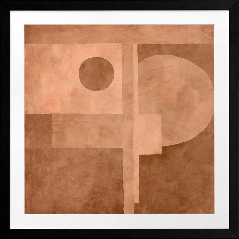 Abstract wall art from the Tim Neve collection by Urban Road, showcasing layered brown shapes with bold linear forms.