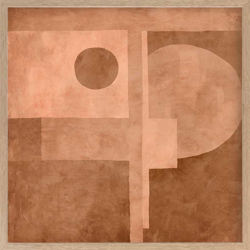 Abstract wall art from the Tim Neve collection by Urban Road, showcasing layered brown shapes with bold linear forms.