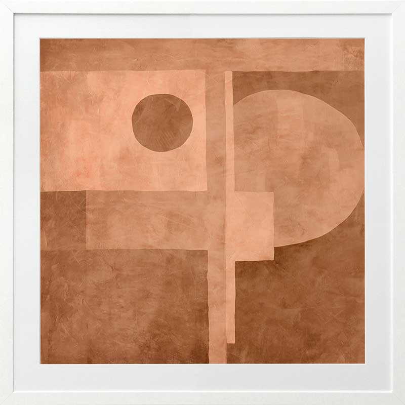 Abstract wall art from the Tim Neve collection by Urban Road, showcasing layered brown shapes with bold linear forms.