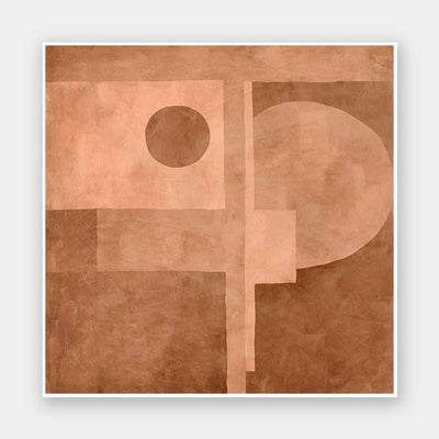 Abstract wall art from the Tim Neve collection by Urban Road, showcasing layered brown shapes with bold linear forms.