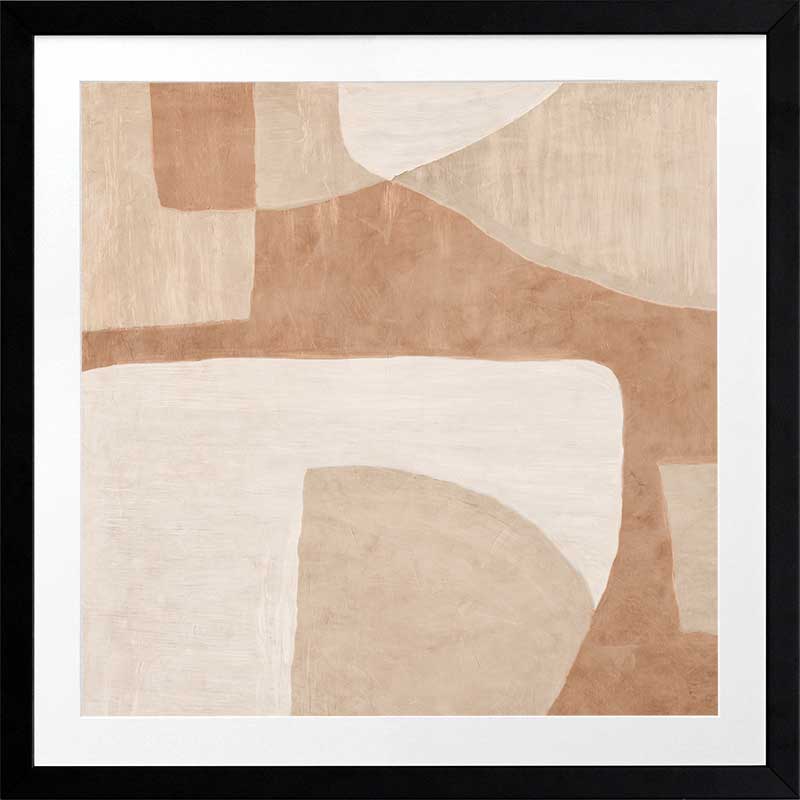 Wall art from the Tim Neve collection by Urban Road, with bold graphic shapes in black, brown, and tan tones.