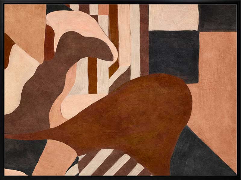 Wall art from the Tim Neve collection by Urban Road, showcasing curved terracotta forms and neutral shapes on a warm background.