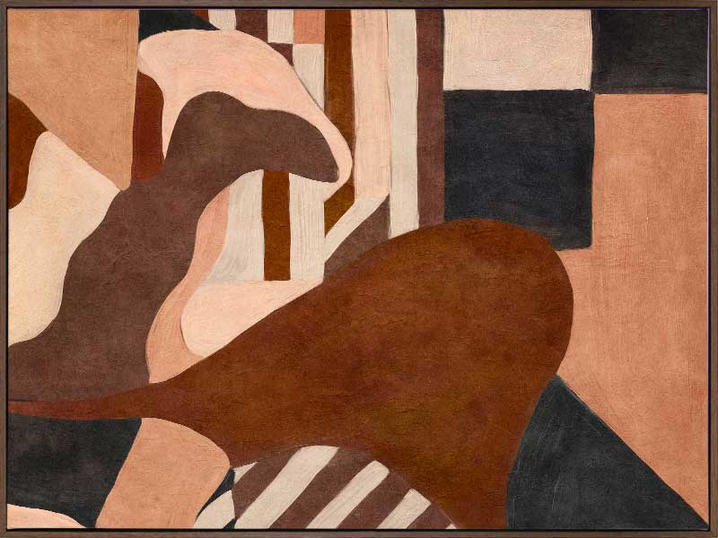 Wall art from the Tim Neve collection by Urban Road, showcasing curved terracotta forms and neutral shapes on a warm background.