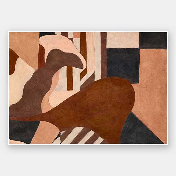 Wall art from the Tim Neve collection by Urban Road, showcasing curved terracotta forms and neutral shapes on a warm background.