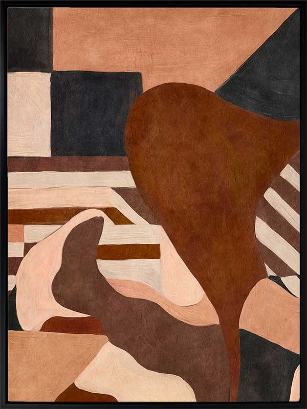 Wall art from the Tim Neve collection by Urban Road, showcasing curved terracotta forms and neutral shapes on a warm background.