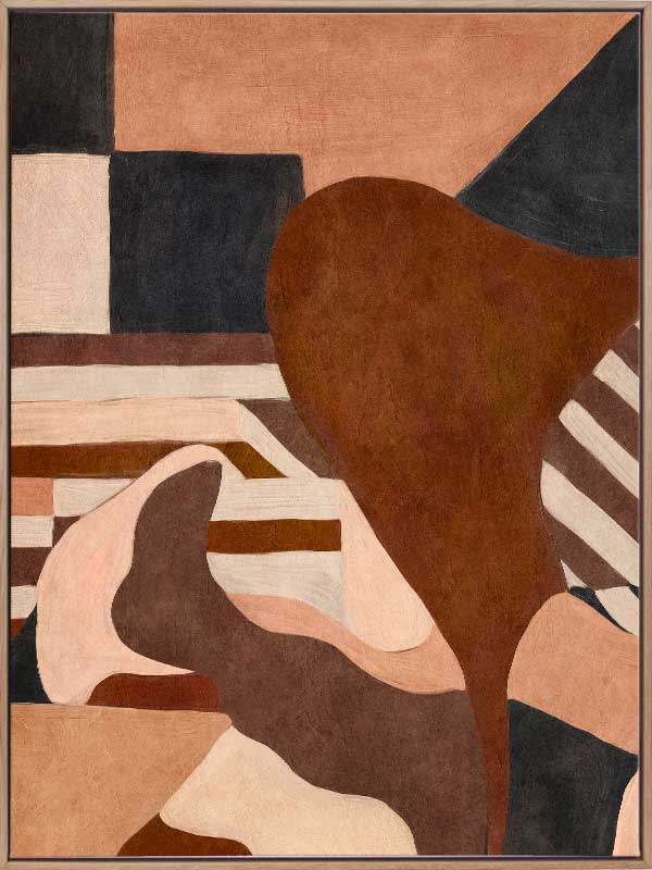 Wall art from the Tim Neve collection by Urban Road, showcasing curved terracotta forms and neutral shapes on a warm background.