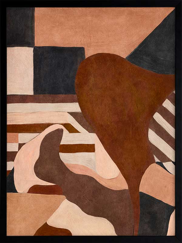 Wall art from the Tim Neve collection by Urban Road, showcasing curved terracotta forms and neutral shapes on a warm background.