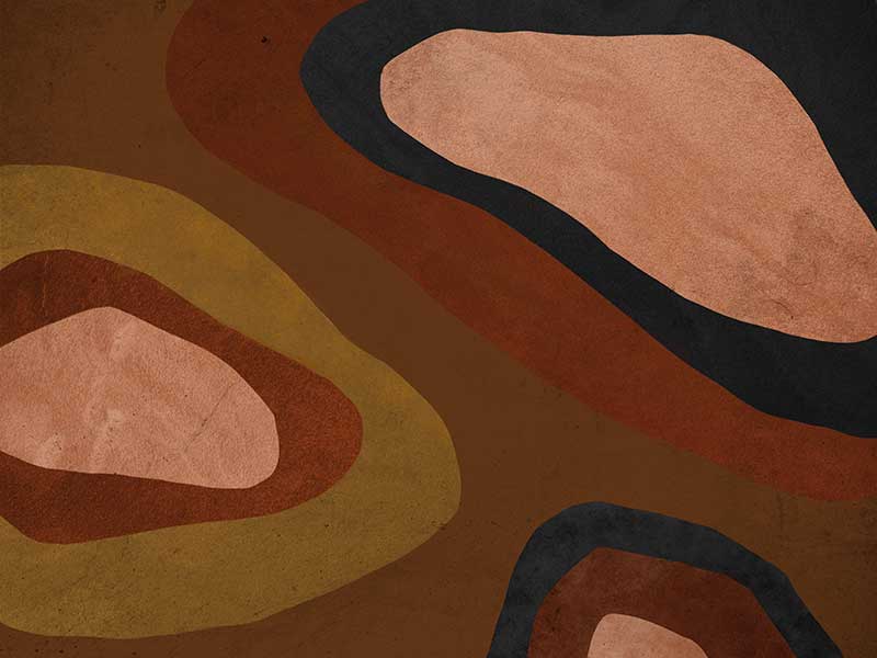 Wall art from the Tim Neve collection by Urban Road, featuring large brown blocks and organic forms in a minimalist design.