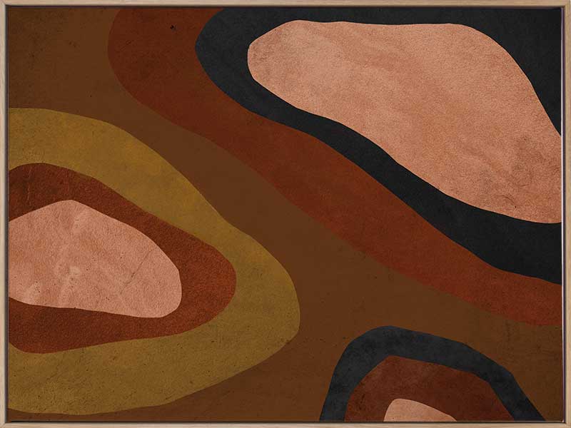 Wall art from the Tim Neve collection by Urban Road, featuring large brown blocks and organic forms in a minimalist design.