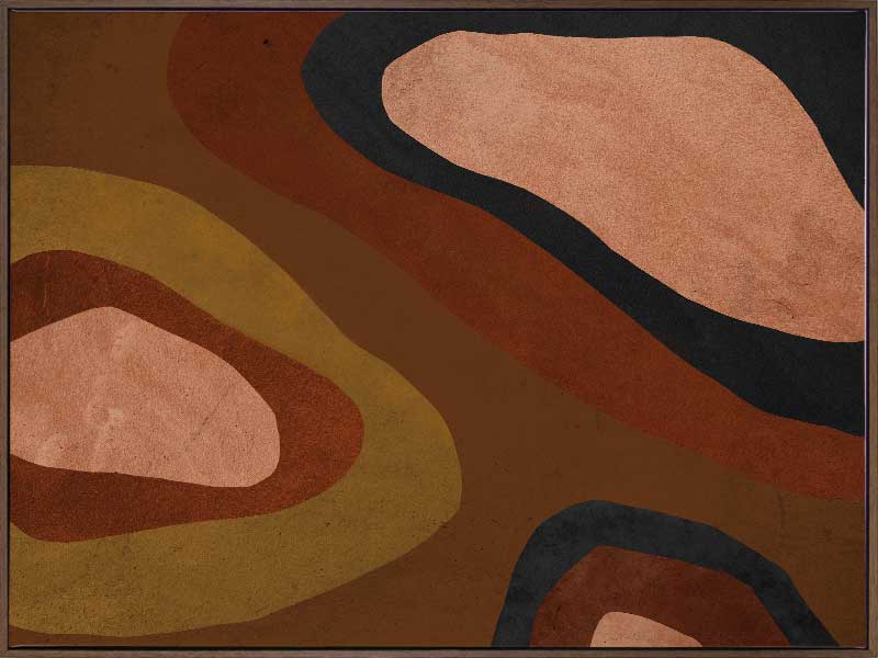 Wall art from the Tim Neve collection by Urban Road, featuring large brown blocks and organic forms in a minimalist design.