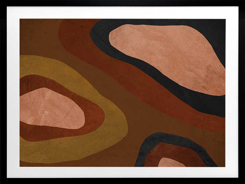 Wall art from the Tim Neve collection by Urban Road, featuring large brown blocks and organic forms in a minimalist design.