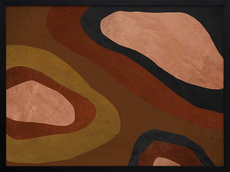 Wall art from the Tim Neve collection by Urban Road, featuring large brown blocks and organic forms in a minimalist design.