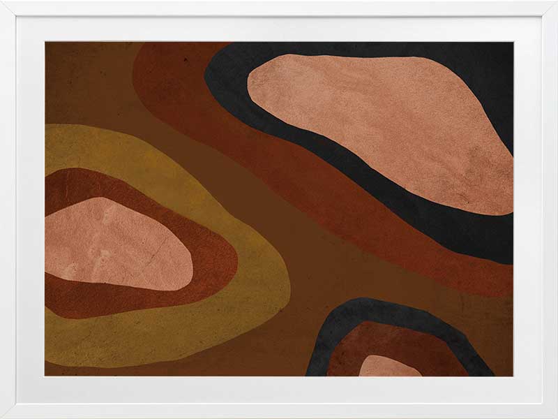 Wall art from the Tim Neve collection by Urban Road, featuring large brown blocks and organic forms in a minimalist design.