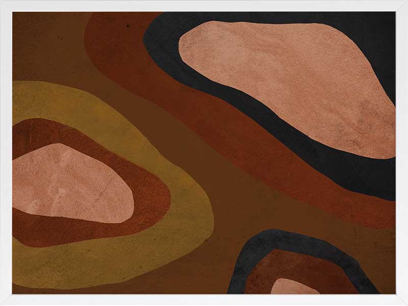 Wall art from the Tim Neve collection by Urban Road, featuring large brown blocks and organic forms in a minimalist design.