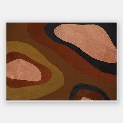 Wall art from the Tim Neve collection by Urban Road, featuring large brown blocks and organic forms in a minimalist design.