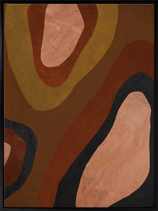 Wall art from the Tim Neve collection by Urban Road, featuring large brown blocks and organic forms in a minimalist design.