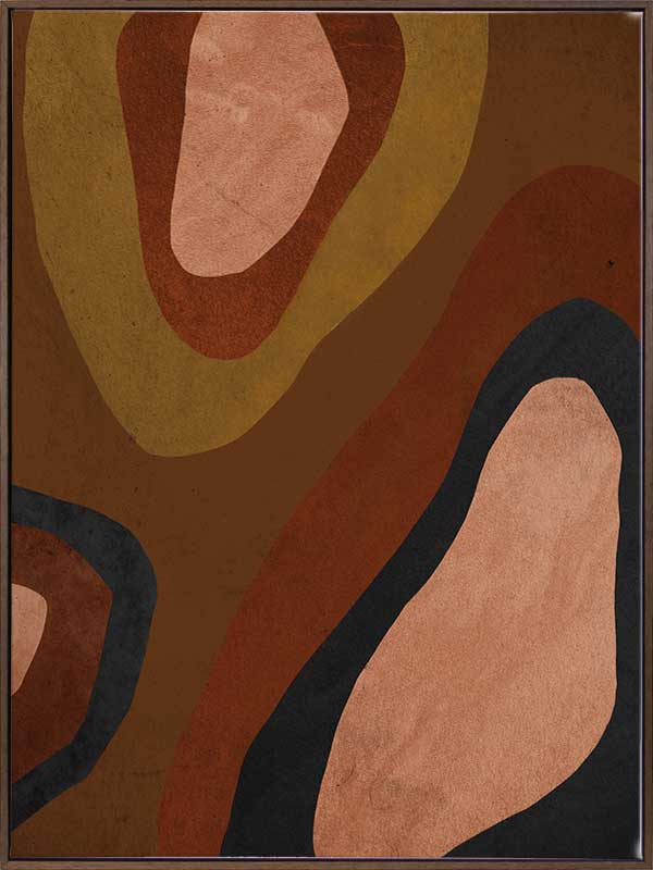 Wall art from the Tim Neve collection by Urban Road, featuring large brown blocks and organic forms in a minimalist design.