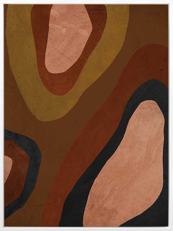 Wall art from the Tim Neve collection by Urban Road, featuring large brown blocks and organic forms in a minimalist design.