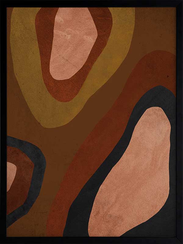 Wall art from the Tim Neve collection by Urban Road, featuring large brown blocks and organic forms in a minimalist design.