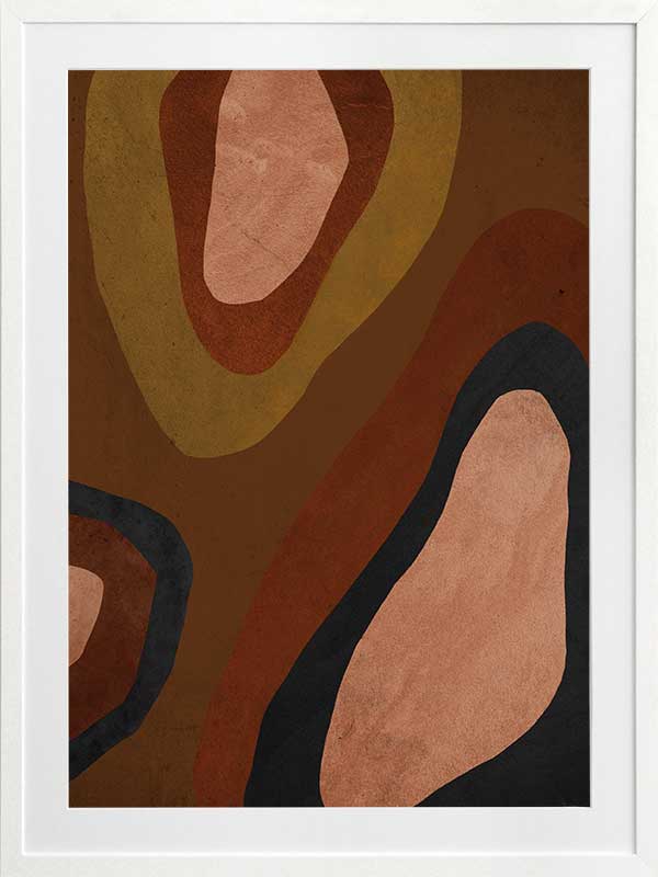 Wall art from the Tim Neve collection by Urban Road, featuring large brown blocks and organic forms in a minimalist design.