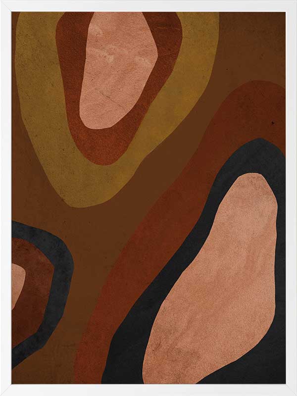 Wall art from the Tim Neve collection by Urban Road, featuring large brown blocks and organic forms in a minimalist design.