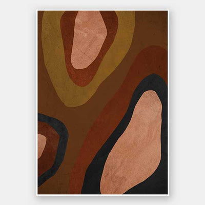 Wall art from the Tim Neve collection by Urban Road, featuring large brown blocks and organic forms in a minimalist design.