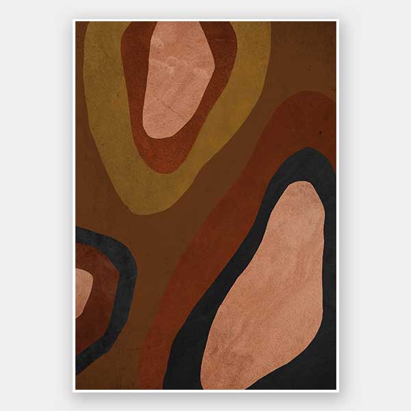 Wall art from the Tim Neve collection by Urban Road, featuring large brown blocks and organic forms in a minimalist design.