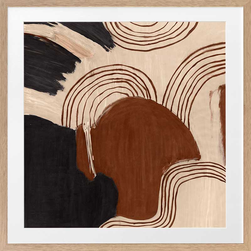 Wall art from the Tim Neve collection by Urban Road, with curved shapes and warm terracotta tones in an abstract composition.