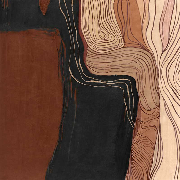 Abstract wall art from the Tim Neve collection by Urban Road, showcasing bold brown and cream organic shapes with soft curves.