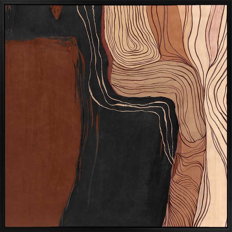 Abstract wall art from the Tim Neve collection by Urban Road, showcasing bold brown and cream organic shapes with soft curves.