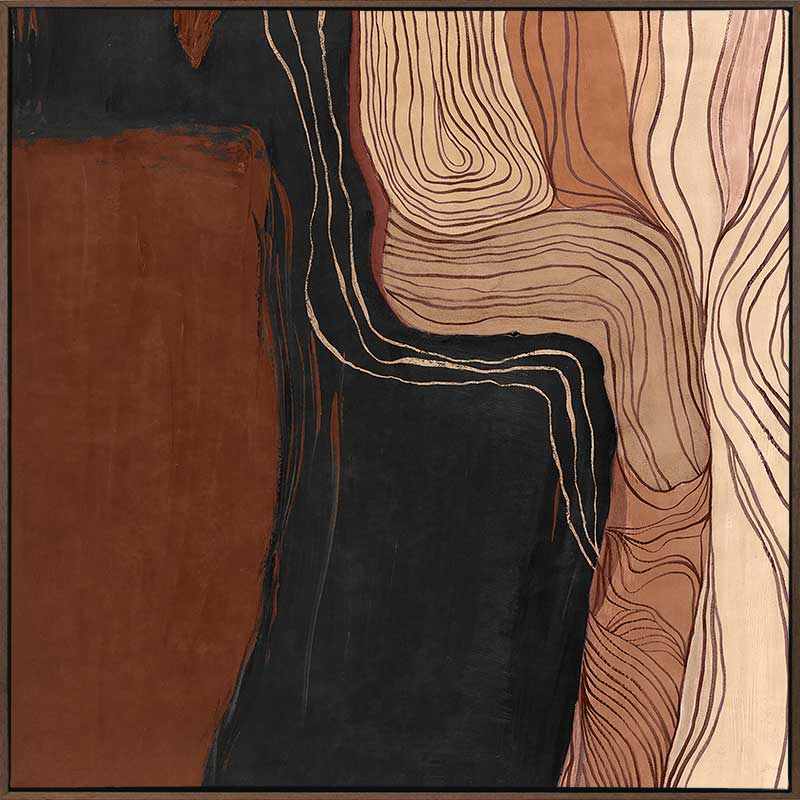 Abstract wall art from the Tim Neve collection by Urban Road, showcasing bold brown and cream organic shapes with soft curves.