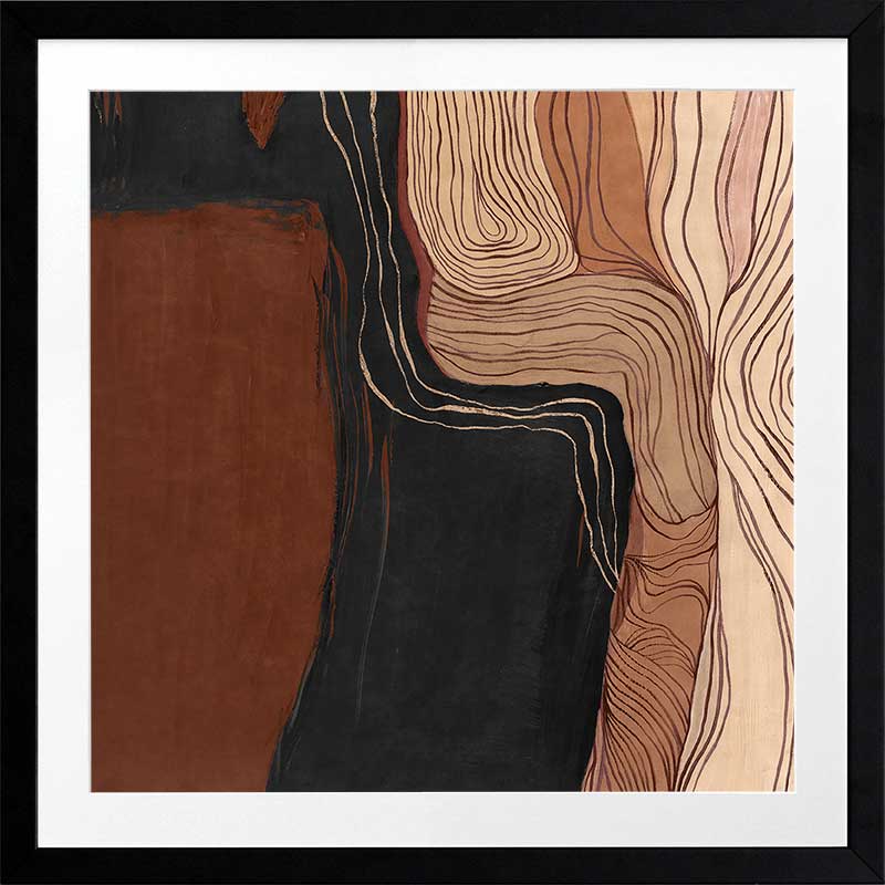 Abstract wall art from the Tim Neve collection by Urban Road, showcasing bold brown and cream organic shapes with soft curves.
