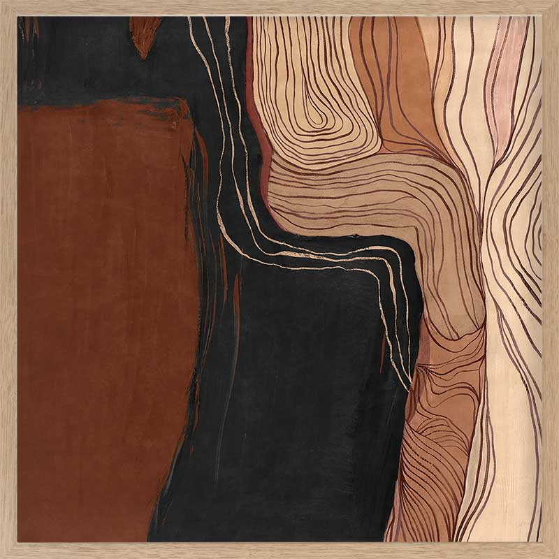 Abstract wall art from the Tim Neve collection by Urban Road, showcasing bold brown and cream organic shapes with soft curves.