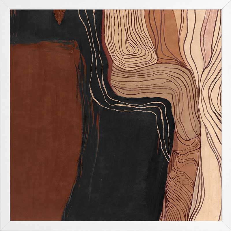 Abstract wall art from the Tim Neve collection by Urban Road, showcasing bold brown and cream organic shapes with soft curves.