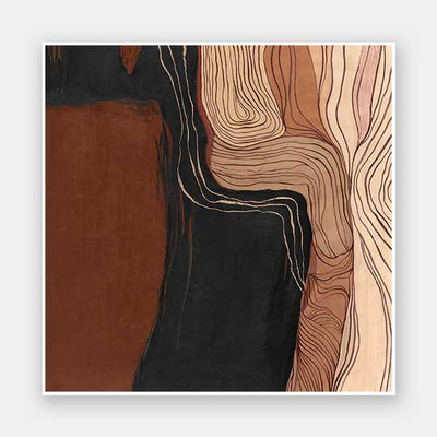 Abstract wall art from the Tim Neve collection by Urban Road, showcasing bold brown and cream organic shapes with soft curves.