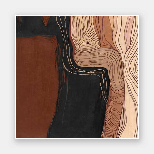 Abstract wall art from the Tim Neve collection by Urban Road, showcasing bold brown and cream organic shapes with soft curves.