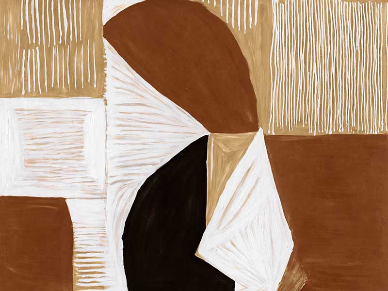 Geometric wall art from the Tim Neve collection by Urban Road, with rounded brown shapes and layered patterns in a modern style.