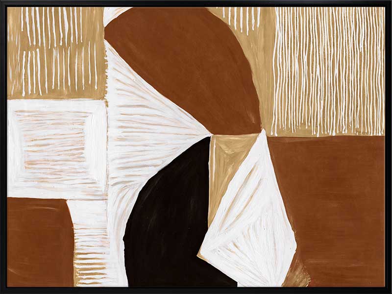 Geometric wall art from the Tim Neve collection by Urban Road, with rounded brown shapes and layered patterns in a modern style.