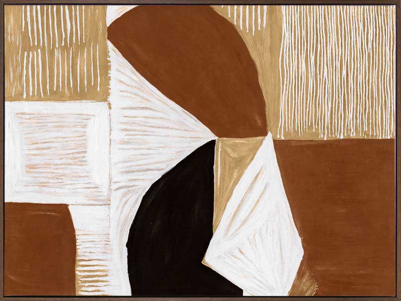 Geometric wall art from the Tim Neve collection by Urban Road, with rounded brown shapes and layered patterns in a modern style.