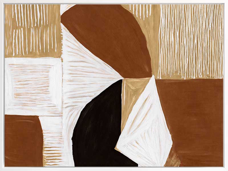 Geometric wall art from the Tim Neve collection by Urban Road, with rounded brown shapes and layered patterns in a modern style.